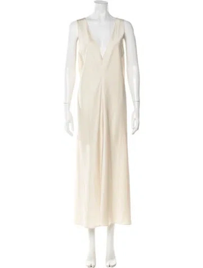 Pre-owned Leset V-neck Long Dress W/ Tags In Neutral