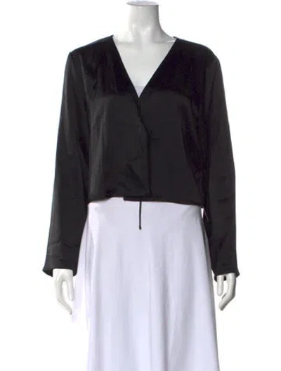 Pre-owned Leset V-neck Long Sleeve Top In Black