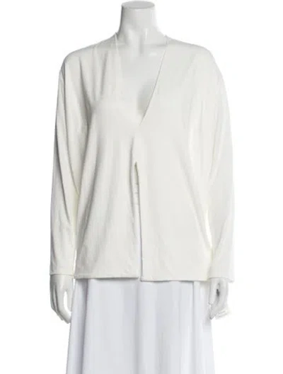 Pre-owned Leset V-neck Long Sleeve Top In Neutral