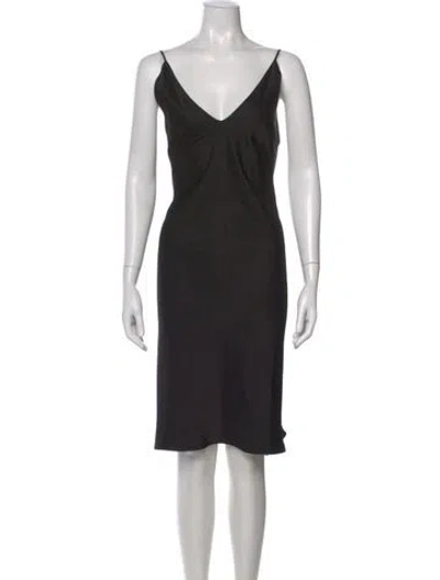 Pre-owned Leset V-neck Midi Length Dress In Black