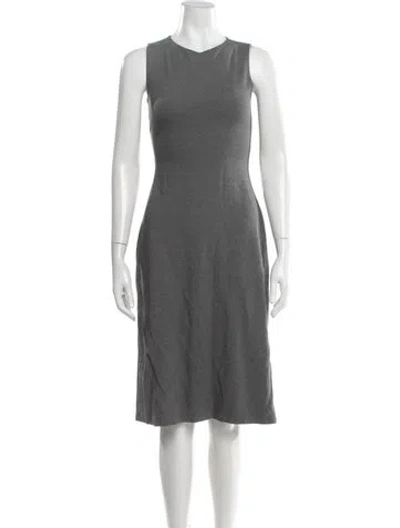 Pre-owned Leset V-neck Midi Length Dress In Gray