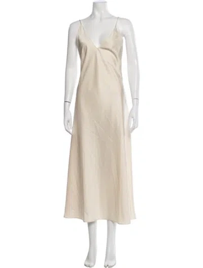 Pre-owned Leset V-neck Midi Length Dress W/ Tags In Neutral