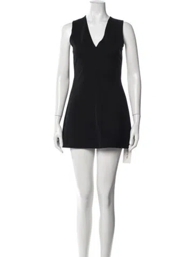 Pre-owned Leset V-neck Mini Dress In Black