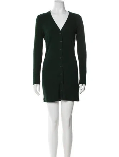 Pre-owned Leset V-neck Mini Dress In Green