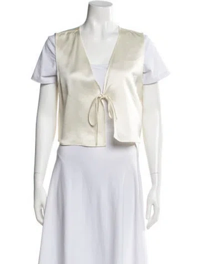 Pre-owned Leset V-neck Short Sleeve Top In Neutrals