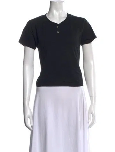 Pre-owned Leset V-neck Short Sleeve T-shirt In Black