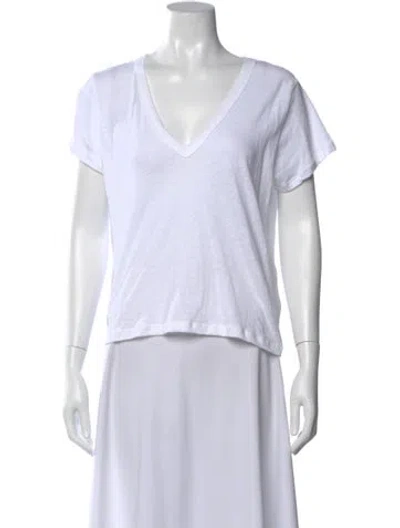 Pre-owned Leset V-neck Short Sleeve T-shirt In White