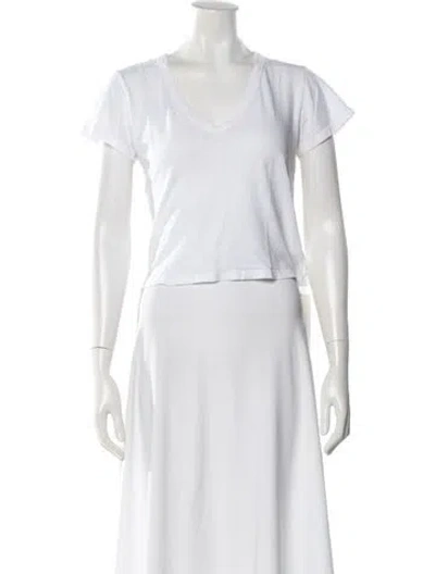 Pre-owned Leset V-neck Short Sleeve T-shirt In White