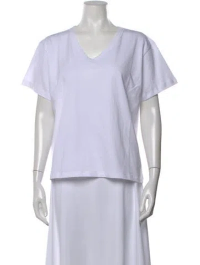 Pre-owned Leset V-neck Short Sleeve T-shirt In White