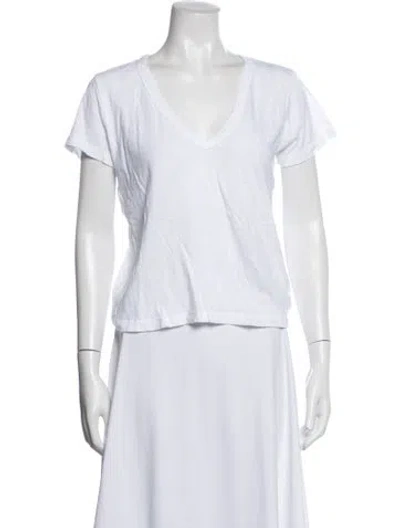 Pre-owned Leset V-neck Short Sleeve T-shirt In White