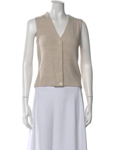 Pre-owned Leset V-neck Sleeveless Button-up Top In Neutral