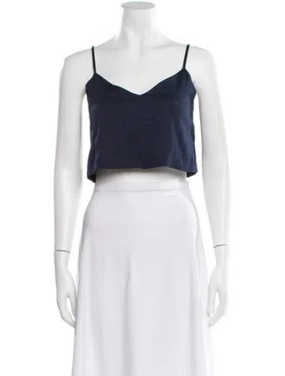 Pre-owned Leset V-neck Sleeveless Crop Top In Blue