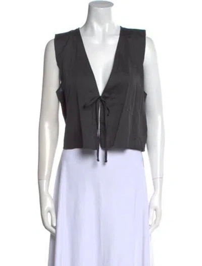 Pre-owned Leset V-neck Sleeveless Crop Top In Blue