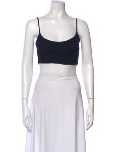 Pre-owned Leset V-neck Sleeveless Crop Top In Blue