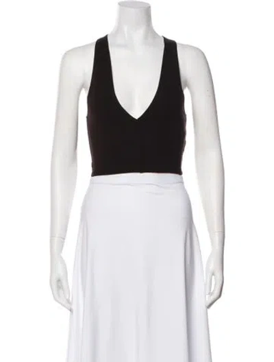 Pre-owned Leset V-neck Sleeveless Crop Top In Brown