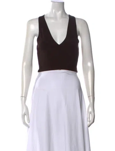 Pre-owned Leset V-neck Sleeveless Crop Top In Brown