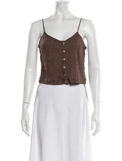 Pre-owned Leset V-neck Sleeveless Crop Top In Neutral