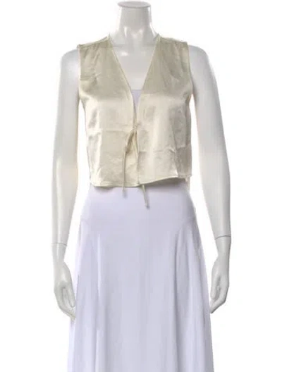 Pre-owned Leset V-neck Sleeveless Crop Top In Neutral