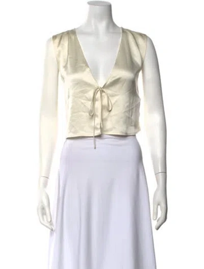 Pre-owned Leset V-neck Sleeveless Crop Top In Neutrals