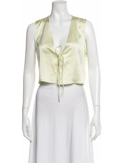 Pre-owned Leset V-neck Sleeveless Crop Top In Pink
