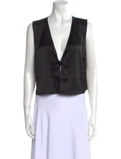 Pre-owned Leset V-neck Sleeveless Crop Top W/ Tags In Black