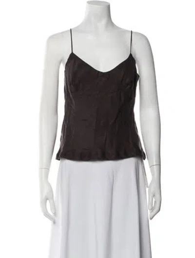 Pre-owned Leset V-neck Sleeveless Top In Brown
