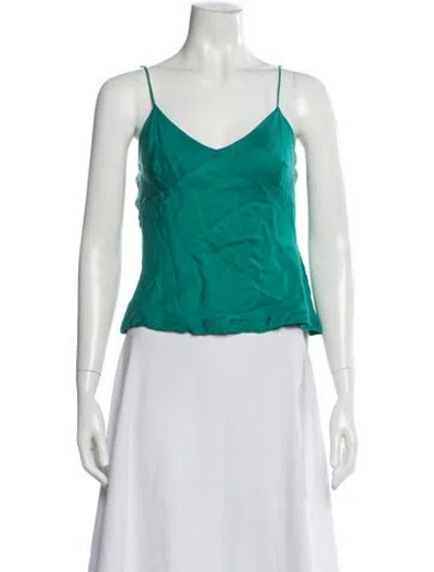 Pre-owned Leset V-neck Sleeveless Top In Green