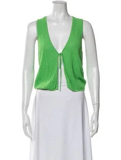 Pre-owned Leset V-neck Sleeveless Top In White