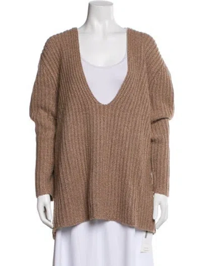 Pre-owned Leset V-neck Sweater In Brown