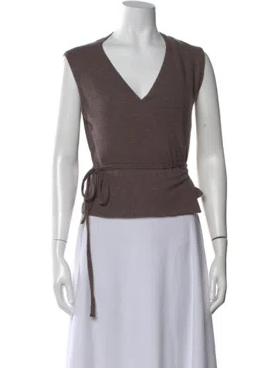 Pre-owned Leset V-neck Sweater In Brown