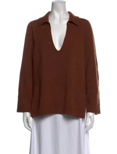 Pre-owned Leset V-neck Sweater In Brown
