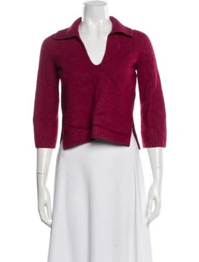 Pre-owned Leset V-neck Sweater In Burgundy