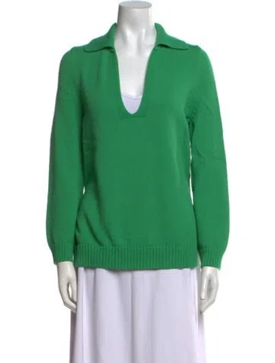 Pre-owned Leset V-neck Sweater In Green