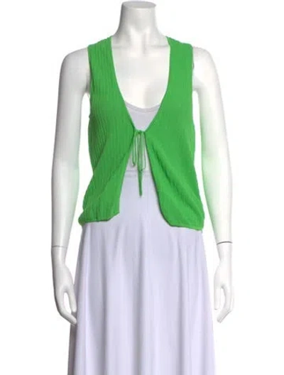 Pre-owned Leset V-neck Sweater In Green