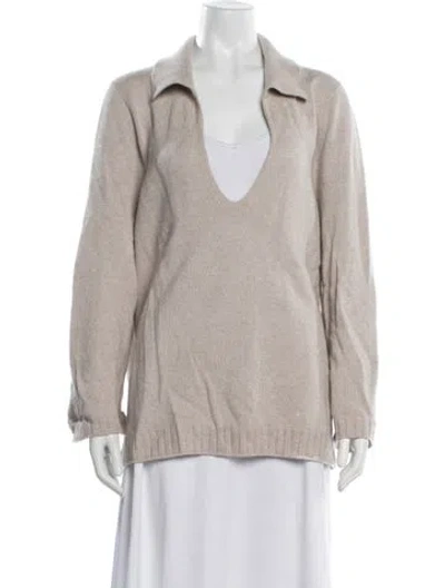 Pre-owned Leset V-neck Sweater In Neutrals