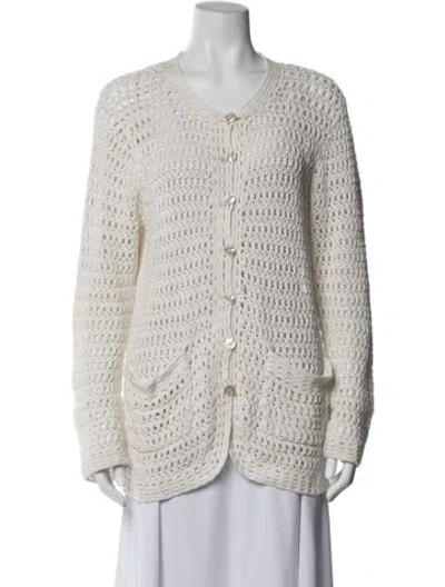 Pre-owned Leset V-neck Sweater In White