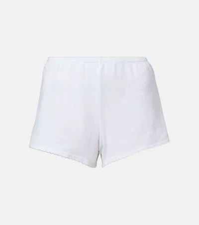 Leset Pointelle Cotton Shorts In White