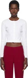 Leset Womens White Slim Cotton-pointelle Cardigan In White