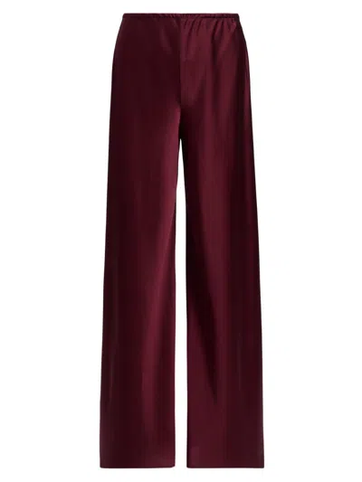 Leset Women's Barb Bias-cut Satin Pants In Brown