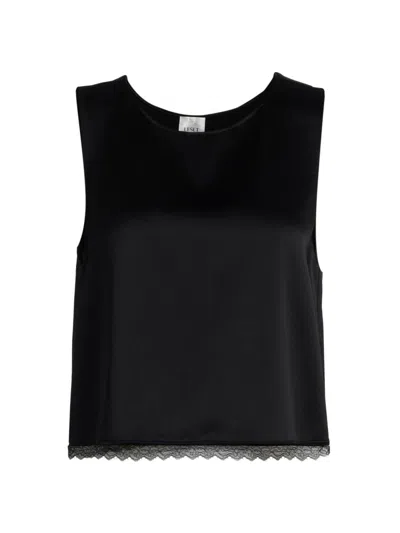 Leset Women's Barb Lace Trim Crop Tank In Black