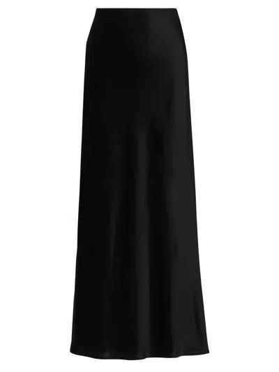 Leset Women's Barb Satin Bias Maxi Skirt In Black