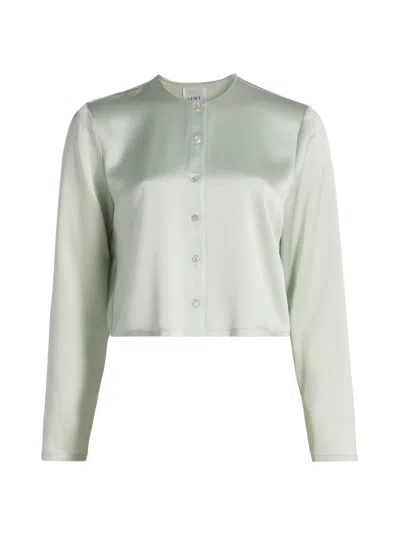 Leset Women's Barb Satin Crewneck Cardigan In Gray