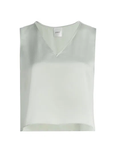 Leset Women's Barb Satin Crop Top In Gray