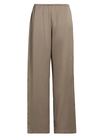 Leset Women's Barb Satin Wide-leg Pants In Brown