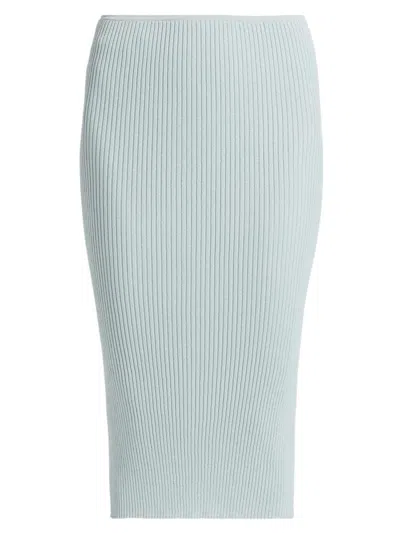 Leset Women's Blake Rib-knit Pencil Midi-skirt In Blue
