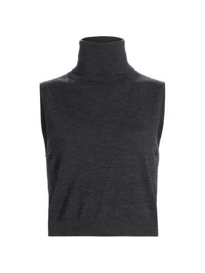 Leset Women's James Merino Wool Sleeveless Turtleneck Sweater In Gray