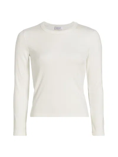 Leset Women's Kelly Long-sleeve Slim-fit T-shirt In White