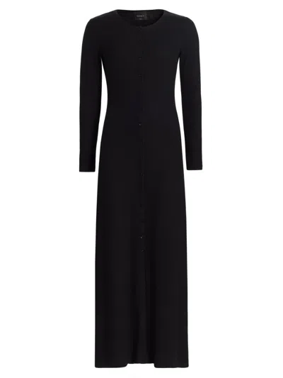 Leset Women's Lauren Button-front Cardigan-style Maxi Dress In Black