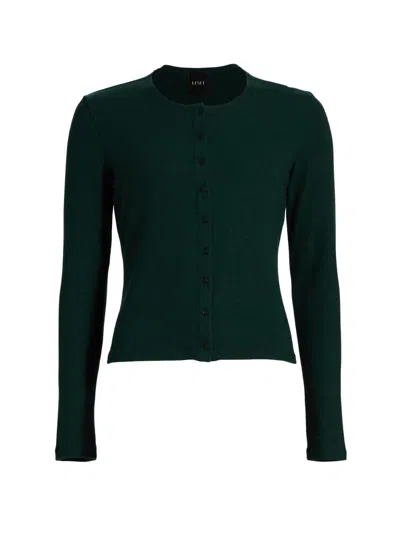 Leset Women's Lauren Classic Knit Crop Cardigan In Green