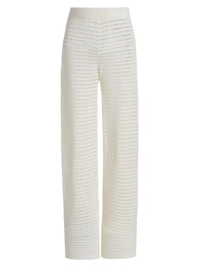 Leset Women's Lucy Open-knit Cotton Pants In White